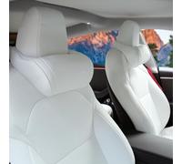 Ywooon Almohada Mejorada para reposacabezas de Coche de Piel Blanca Suave para Tesla Model Y Model 3 Model X Model S, Almohada de Espuma viscoelástica, Soporte para reposacabezas de Asiento de Coche,