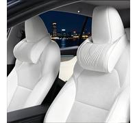 Ywooon Almohada Mejorada para reposacabezas de Coche, de Piel Blanca, Suave, para Tesla Model Y Model 3 Model X Model S, Almohada de Cuello de Espuma viscoelástica para Asiento de Coche, Soporte para