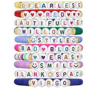 YWOYWO Juego de pulseras de la amistad, 10 pulseras elásticas apilables con abalorios, ideas de regalo, 12 pulseras elásticas del zodiaco, álbumes de canciones, joyas, regalos, accesorios de concierto