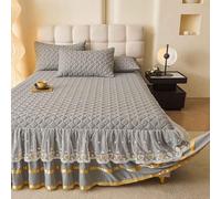 YWQJL Falda De Cama con Volante Faldones De Cama 180/150/120 Cubre Canape con DiseñO De Encaje, Lavable(4,200x220cm)