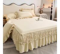 YWQJL Falda De Cama con Volante Faldones De Cama 180x200/150x200 Cubrecanapes Cama Ideal para Ocultar Cajones Y Estructura(6,pillowcaseX2)