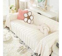 YWQJL Mantas Cubre Sofa Funda Sofa Ajustable Terciopelo Forros para Sofas Tipo L Chaise Longue Gatos Arañazo Mascotas Protector Sofa,off-white-180x400cm