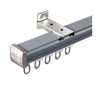 YWQJL Riel de Cortina,Kit de riel de Techo con Ganchos, Barra de Aluminio,Riel silencioso para Cortinas de una Sola vía,para Montaje en Techo/Pared (B/Side mounting,1.7m)