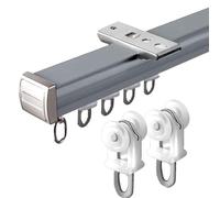 YWQJL Riel de Cortina,Kit de riel de Techo con Ganchos, Barra de Aluminio,Riel silencioso para Cortinas de una Sola vía,para Montaje en Techo/Pared (A/Top mounting,1.6m)