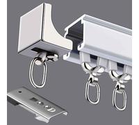YWQJL Riel de Cortina,Kit de riel de Techo con Ganchos, Barra de Aluminio,Riel silencioso para Cortinas de una Sola vía,para Montaje en Techo/Pared (Top mounting,0.5m)