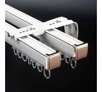 YWQJL Riel de Cortina,Kit de riel de Techo con Ganchos, Barra de Aluminio,Riel silencioso para Cortinas de una Sola vía,para Montaje en Techo/Pared (F,2.2m)