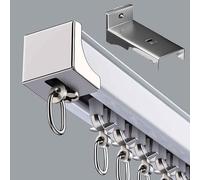 YWQJL Riel de Cortina,Kit de riel de Techo con Ganchos, Barra de Aluminio,Riel silencioso para Cortinas de una Sola vía,para Montaje en Techo/Pared (Side mounting,3.3m)