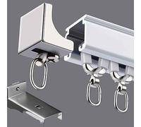 YWQJL Riel de Cortina,Kit de riel de Techo con Ganchos, Barra de Aluminio,Riel silencioso para Cortinas de una Sola vía,para Montaje en Techo/Pared (Side mounting,4.2m)