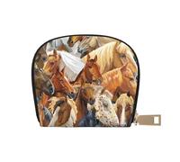 YWSOTRE Acuarela Animal Caballo Impreso, Funda de Cuero de PU para Tarjetas, Tarjetero Elegante, Tarjetero Tipo Billetera