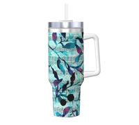 YWSOTRE Acuarela Música Ramas Hojas,Botella de agua de acero inoxidable con asa para bebidas frías y calientes de 40 oz.