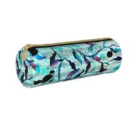 YWSOTRE Acuarela Música Ramas Hojas, Estuche para lápices Estuche cilíndrico para lápices Estuche para lápices de Cuero portátil Estuche para cosméticos