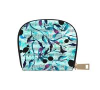 YWSOTRE Acuarela Música Ramas Hojas, Funda de Cuero de PU para Tarjetas, Tarjetero Elegante, Tarjetero Tipo Billetera