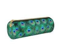 YWSOTRE Adorable Pavo Real Verde, Estuche para lápices Estuche cilíndrico para lápices Estuche para lápices de Cuero portátil Estuche para cosméticos
