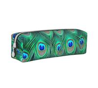 YWSOTRE Adorable Pavo Real Verde, Estuche para lápices Estuche para lápices Estuche para lápices de Cuero portátil con Estuche para cosméticos con Cremallera