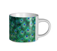YWSOTRE Adorable pavo real verde,Taza de cerámica de gran capacidad, taza de té, taza de café 450 ml