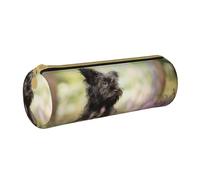 YWSOTRE Affenpinscher Césped Perros Negros Monkey Terrier, Estuche para lápices Estuche cilíndrico para lápices Estuche para lápices de Cuero portátil Estuche para cosméticos
