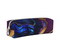 YWSOTRE Ágata Abstracta Púrpura, Azul, Oro, Estuche para lápices Estuche para lápices Estuche para lápices de Cuero portátil con Estuche para cosméticos con Cremallera