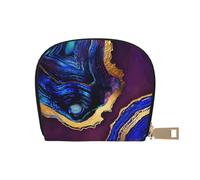 YWSOTRE Ágata Abstracta Púrpura, Azul, Oro, Funda de Cuero de PU para Tarjetas, Tarjetero Elegante, Tarjetero Tipo Billetera