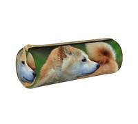 YWSOTRE Akita Inu Bokeh Mascotas Perros Akita Inu, Estuche para lápices Estuche cilíndrico para lápices Estuche para lápices de Cuero portátil Estuche para cosméticos