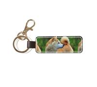 YWSOTRE Akita Inu Bokeh Mascotas Perros Akita Inu,Llavero de cuero de PU, llavero, llavero, anillo, organizador, 1 pieza