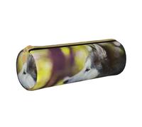 YWSOTRE Alaskan Malamute Bokeh Mascotas Perros Lindo, Estuche para lápices Estuche cilíndrico para lápices Estuche para lápices de Cuero portátil Estuche para cosméticos