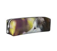 YWSOTRE Alaskan Malamute Bokeh Mascotas Perros Lindo, Estuche para lápices Estuche para lápices Estuche para lápices de Cuero portátil con Estuche para cosméticos con Cremallera