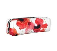 YWSOTRE Amapolas De Acuarela, Estuche para lápices Estuche para lápices Estuche para lápices de Cuero portátil con Estuche para cosméticos con Cremallera