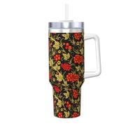 YWSOTRE Arándano ruso tradicional,Botella de agua de acero inoxidable con asa para bebidas frías y calientes de 40 oz.
