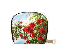 YWSOTRE Arbusto de Rosas Rojas Estampado, Funda de Cuero de PU para Tarjetas, Tarjetero Elegante, Tarjetero Tipo Billetera