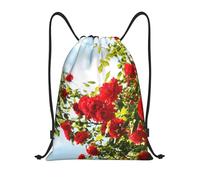 YWSOTRE Arbusto de rosas rojas estampado, Mochila con cordón, unisex, para deporte, gimnasio, informal, para el día a día, talla M