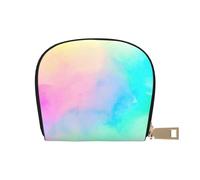 YWSOTRE Arco Iris de Papel de Dibujo en Colores Pastel, Funda de Cuero de PU para Tarjetas, Tarjetero Elegante, Tarjetero Tipo Billetera