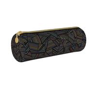 YWSOTRE Arco Iris Lineal geométrico Impreso en 3D, Estuche para lápices Estuche cilíndrico para lápices Estuche para lápices de Cuero portátil Estuche para cosméticos