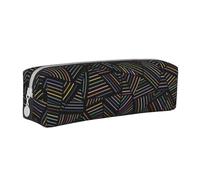 YWSOTRE Arco Iris Lineal geométrico Impreso en 3D, Estuche para lápices Estuche para lápices Estuche para lápices de Cuero portátil con Estuche para cosméticos con Cremallera