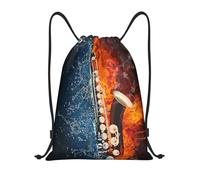 YWSOTRE Arte musical de saxofón de fuego de hielo, Mochila con cordón, unisex, para deporte, gimnasio, informal, para el día a día, talla M