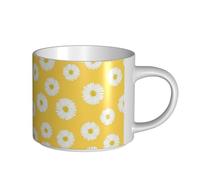 YWSOTRE Aster blanco margarita amarilla,Taza de cerámica de gran capacidad, taza de té, taza de café 450 ml