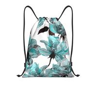YWSOTRE Azul Flor Floral Verde Azulado Rosas Acuarela, Mochila con cordón, unisex, para deporte, gimnasio, informal, para el día a día, talla M