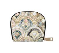 YWSOTRE Azulejos Art Déco de mármol con patrón de Pasteles Suaves, Funda de Cuero de PU para Tarjetas, Tarjetero Elegante, Tarjetero Tipo Billetera