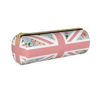 YWSOTRE Bandera Union Jack de Rosas inglesas, Estuche para lápices Estuche cilíndrico para lápices Estuche para lápices de Cuero portátil Estuche para cosméticos