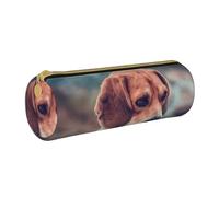 YWSOTRE Beagle Cachorro Perros Mascotas Beagle, Estuche para lápices Estuche cilíndrico para lápices Estuche para lápices de Cuero portátil Estuche para cosméticos