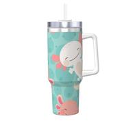 YWSOTRE Bebé ajolote lindo kawaii,Botella de agua de acero inoxidable con asa para bebidas frías y calientes de 40 oz.