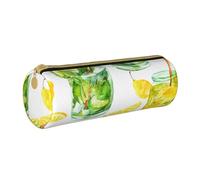 YWSOTRE Bebida Cóctel Limón Hielo, Estuche para lápices Estuche cilíndrico para lápices Estuche para lápices de Cuero portátil Estuche para cosméticos