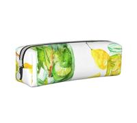 YWSOTRE Bebida Cóctel Limón Hielo, Estuche para lápices Estuche para lápices Estuche para lápices de Cuero portátil con Estuche para cosméticos con Cremallera