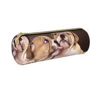 YWSOTRE Besar Cachorros de Bulldog inglés, Estuche para lápices Estuche cilíndrico para lápices Estuche para lápices de Cuero portátil Estuche para cosméticos