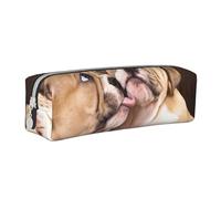 YWSOTRE Besar Cachorros de Bulldog inglés, Estuche para lápices Estuche para lápices Estuche para lápices de Cuero portátil con Estuche para cosméticos con Cremallera