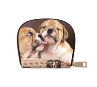 YWSOTRE Besar Cachorros de Bulldog inglés, Funda de Cuero de PU para Tarjetas, Tarjetero Elegante, Tarjetero Tipo Billetera