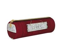 YWSOTRE Bienvenidos Amigos Navidad, Estuche para lápices Estuche cilíndrico para lápices Estuche para lápices de Cuero portátil Estuche para cosméticos