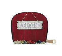 YWSOTRE Bienvenidos Amigos Navidad, Funda de Cuero de PU para Tarjetas, Tarjetero Elegante, Tarjetero Tipo Billetera
