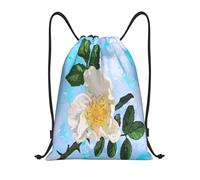 YWSOTRE Blanco Flor Espinoso Floral Acuarela Cielo, Mochila con cordón, unisex, para deporte, gimnasio, informal, para el día a día, talla M