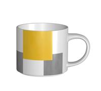 YWSOTRE Bloque geométrico amarillo, gris y blanco,Taza de cerámica de gran capacidad, taza de té, taza de café 450 ml