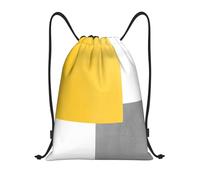 YWSOTRE Bloque Geométrico Blanco Gris Amarillo, Mochila con cordón, unisex, para deporte, gimnasio, informal, para el día a día, talla M